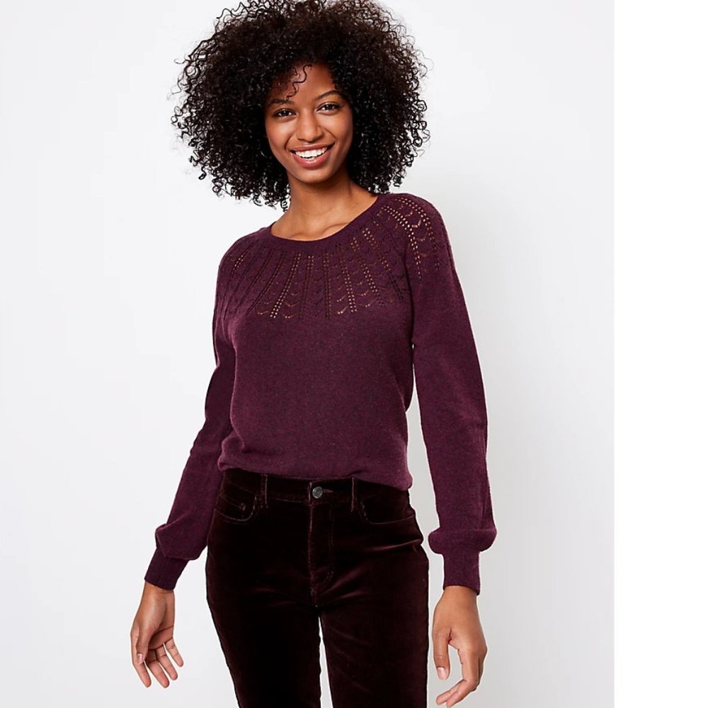 Pointelle Yoke Sweater